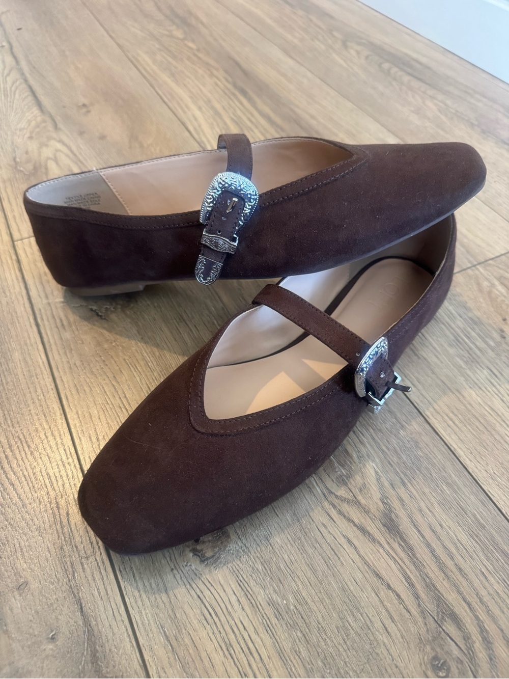 LOFT Women's Dark Brown Suede Mary Jane Flats with Buckle - Picture 4 of 4